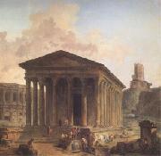 ROBERT, Hubert The Maison Carre at Nimes with the Amphitheater and the Magne Tower (mk05) Spain oil painting reproduction